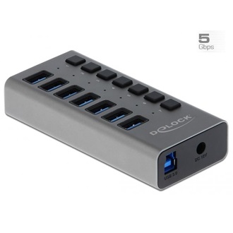 Delock 63669 7-portos USB3.0 hub szürke (külön kapcsolható)
