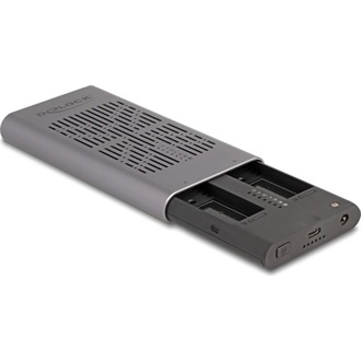 Delock Külső USB 20 Gbps ház 2 x M.2 NVMe PCIe SSD-hez USB Type-C  anyával és klón funkcióval