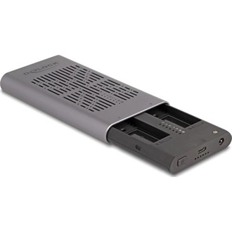 Delock Külső USB 20 Gbps ház 2 x M.2 NVMe PCIe SSD-hez USB Type-C  anyával és klón funkcióval
