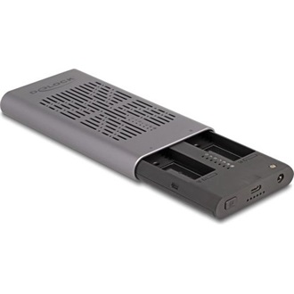 Delock Külső USB 20 Gbps ház 2 x M.2 NVMe PCIe SSD-hez USB Type-C  anyával és klón funkcióval