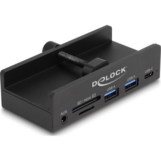 Delock Külső USB 5 Gbps 3 Port Hubon keresztül 2 x A-típusú USB, 1 x USB Type-C -k és 2 bemenetes kártyaolvasó záró csav