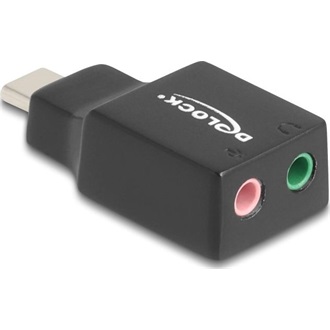 Delock Külső USB Type-C  hangkártya 2 x 3,5 mm-es sztereo jack Plug & Play audio adapterrel személyi számítógépekhez, la