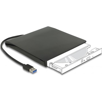 Delock Külső váz 12,7 mm magasságú, 5.25  Slim SATA meghajtókhoz SuperSpeed USB 5 Gbps A-típusú apa csatlakozóval