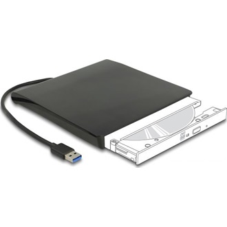 Delock Külső váz 12,7 mm magasságú, 5.25  Slim SATA meghajtókhoz SuperSpeed USB 5 Gbps A-típusú apa csatlakozóval