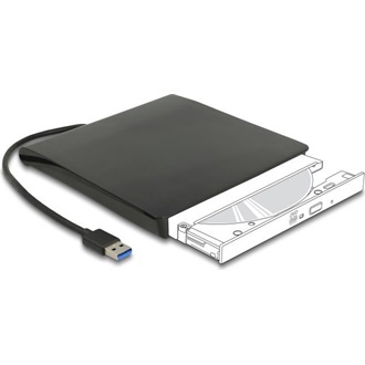 Delock Külső váz 12,7 mm magasságú, 5.25  Slim SATA meghajtókhoz SuperSpeed USB 5 Gbps A-típusú apa csatlakozóval