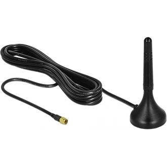 Delock LTE antenna SMA-dugó 1 - 2 dBi irányítatlan, rögzített, mágneses talppal és csatlakozókábelle