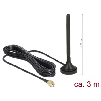 Delock LTE antenna SMA-dugó 2 dBi irányítatlan, rögzített, mágneses talppal és csatlakozókábellel RG
