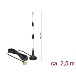 Delock LTE antenna SMA-dugó 90° 2,5 dBi irányítatlan, rögzített, mágneses talppal és csatlakozókábel
