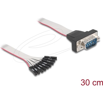 Delock Lapos szalagkábel RS-232 9 db. tűfejjel anya - D-Sub 9 tűs apa anyacsavarokkal 30 cm