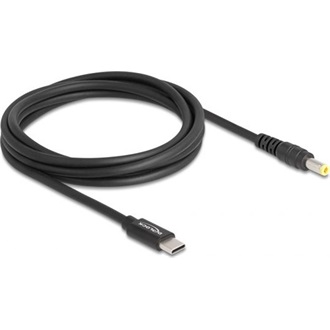 Delock USB-C -> DC 5,5 x 2,5mm M/M töltőkábel 1.5m fekete