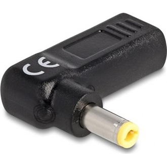 Delock USB-C -> DC 5,5 x 2,5mm F/M töltő adapter fekete 90°