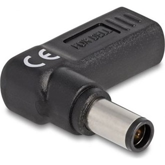 Delock USB-C -> DC 7,4 x 5,0mm F/M töltő adapter fekete 90°, Dell