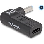Delock USB-C -> DC 4,5 x 3,0mm F/M töltő adapter fekete 90°, HP 