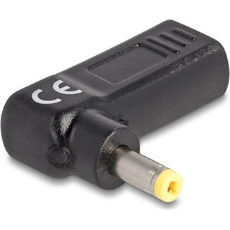 Delock USB-C -> DC 4,8 x 1,7mm F/M töltő adapter fekete 90°, HP