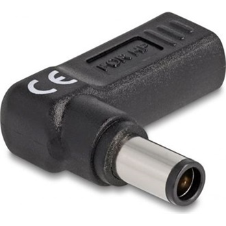 Delock USB-C -> DC 7,4 x 5,0mm F/M töltő adapter fekete 90°, HP