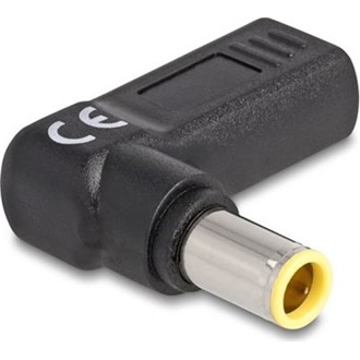 Delock USB-C -> DC 7,9 x 5,5mm F/M töltő adapter fekete 90°, IBM