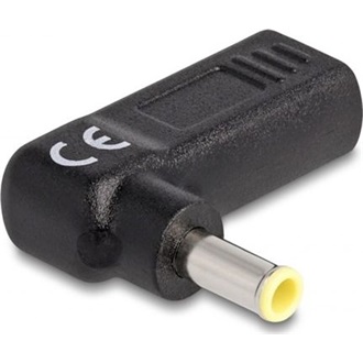 Delock USB-C -> DC 5,5 x 3,0mm F/M töltő adapter fekete 90°