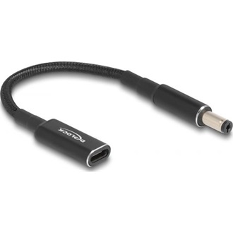 Delock USB-C -> DC 5,5 x 2,1mm F/M töltőkábel 0.15m fekete