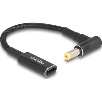 Delock USB-C -> DC 5,5 x 1,7mm F/M töltőkábel 0.15m fekete egyenes/90° Acer