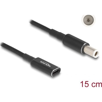 Delock USB-C -> DC 7,4 x 5,0mm F/M töltőkábel 0.15m fekete Dell