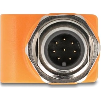 Delock M12 A-kódolt adapter 8 tűs apa - RJ45 anya Cat.5e beszerelő mélyedéssel egyenes, narancssárga színű