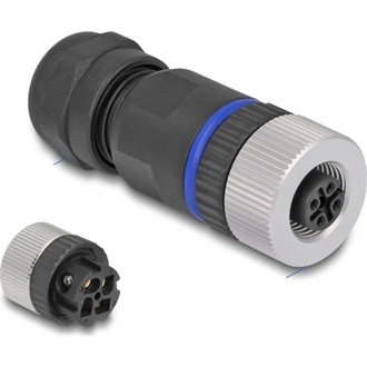 Delock M12 Csatlakozó A-kódolású, 4 tűs anya csavarozható kapcsolat