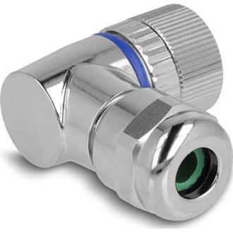 Delock M12 Csatlakozó A-kódolású, 4 tűs anya csavarozható kapcsolat 90 -os szögben fém