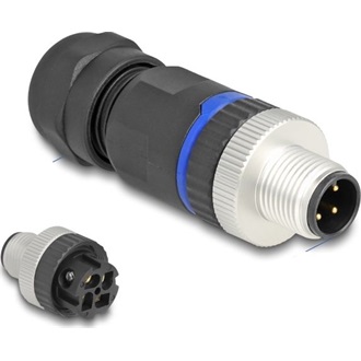 Delock M12 Csatlakozó A-kódolású, 4 tűs apa csavarozható kapcsolat