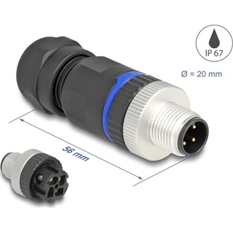 Delock M12 Csatlakozó A-kódolású, 4 tűs apa csavarozható kapcsolat