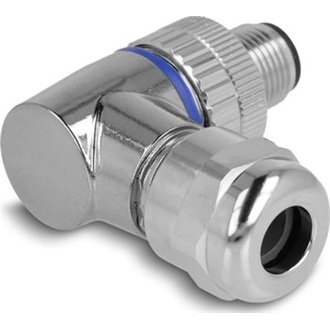 Delock M12 Csatlakozó A-kódolású, 4 tűs apa csavarozható kapcsolat 90 -os szögben fém