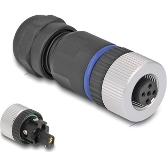 Delock M12 Csatlakozó A-kódolású, 5 tűs anya csavarozható kapcsolat