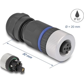 Delock M12 Csatlakozó A-kódolású, 5 tűs anya csavarozható kapcsolat