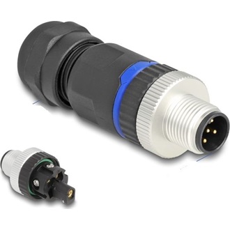 Delock M12 Csatlakozó A-kódolású, 5 tűs apa csavarozható kapcsolat