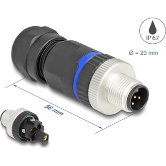 Delock M12 Csatlakozó A-kódolású, 5 tűs apa csavarozható kapcsolat