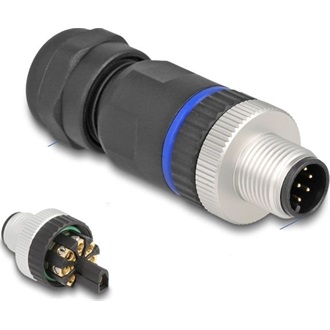 Delock M12 Csatlakozó A-kódolású, 8 tűs apa csavarozható kapcsolat