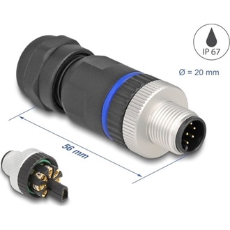 Delock M12 Csatlakozó A-kódolású, 8 tűs apa csavarozható kapcsolat