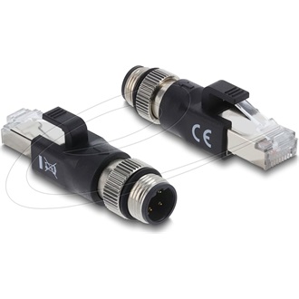 Delock M12 D-kódolt adapter 4 tűs a dugó - RJ45 apa fekete