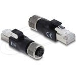 Delock M12 D-kódolt adapter 4 tűs anya - RJ45 apa fekete