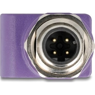 Delock M12 D-kódolt adapter 4 tűs apa - RJ45 anya Cat.5e beszerelő mélyedéssel, egyenes, lila színű