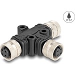 Delock M12 T-megosztó A-kódolt 4 tűs 1 x hüvely - 2 db. hüvely párhuzamos kapcsolással