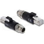 Delock M12 X-kódolt adapter 8 tűs a dugó - RJ45 apa fekete