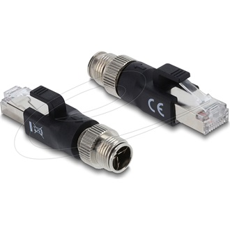 Delock M12 X-kódolt adapter 8 tűs a dugó - RJ45 apa fekete
