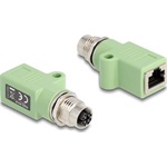 Delock M12 X-kódolt adapter 8 tűs anya - RJ45 anya Cat.5e beszerelő mélyedéssel, egyenes, zöld színű