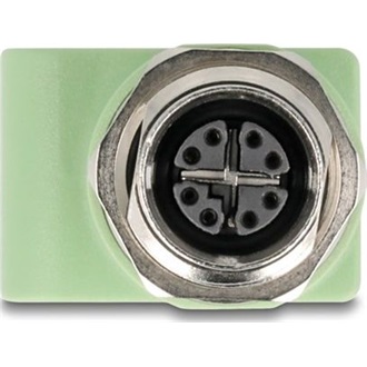 Delock M12 X-kódolt adapter 8 tűs anya - RJ45 anya Cat.5e beszerelő mélyedéssel, egyenes, zöld színű
