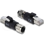 Delock M12 X-kódolt adapter 8 tűs anya - RJ45 apa fekete