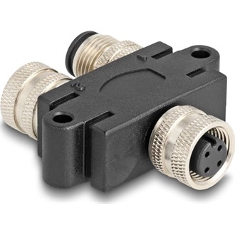 Delock M12 Y-megosztó A-kódolt 4 tűs 1 x hüvely - 1 db. apa és 1 db. hüvely párhuzamos kapcsolással