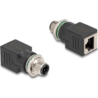 Delock M12 adapter D-kódolt 4 tűs apa - RJ45 anya egyenes