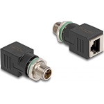 Delock M12 8pin X-code -> RJ45 CAT6A UTP M/F adapter fekete