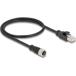 Delock M12 4pin D-code -> RJ45 CAT5e S/FTP F/M adatkábel 0.5m fekete