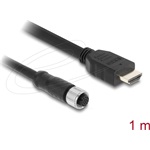 Delock M12 17pin A-code -> HDMI 1.4 F/M video kábel 1m fekete